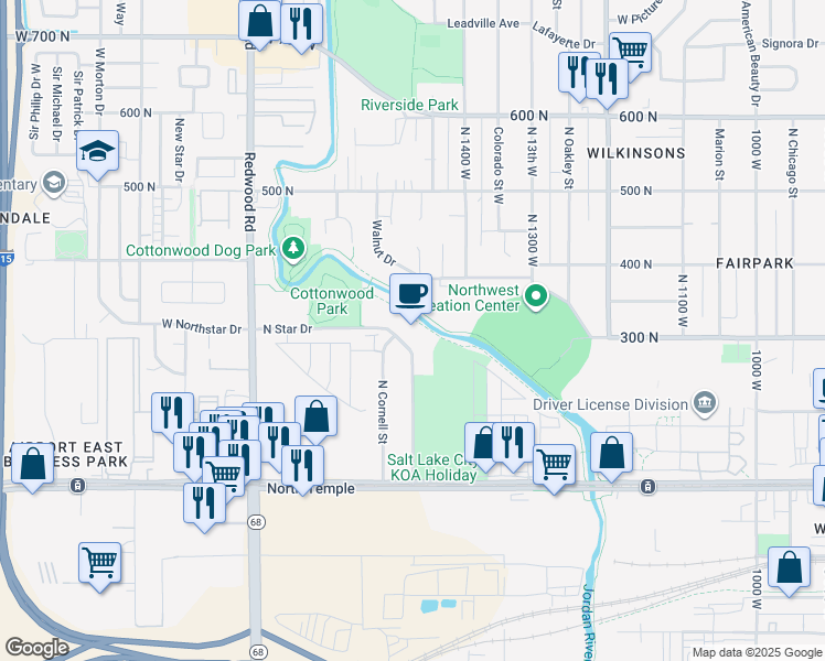 map of restaurants, bars, coffee shops, grocery stores, and more near 288 North 1460 West in Salt Lake City