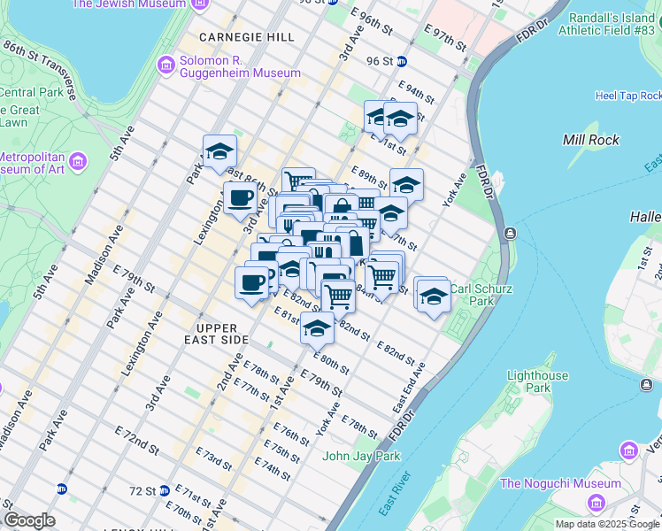 map of restaurants, bars, coffee shops, grocery stores, and more near in New York