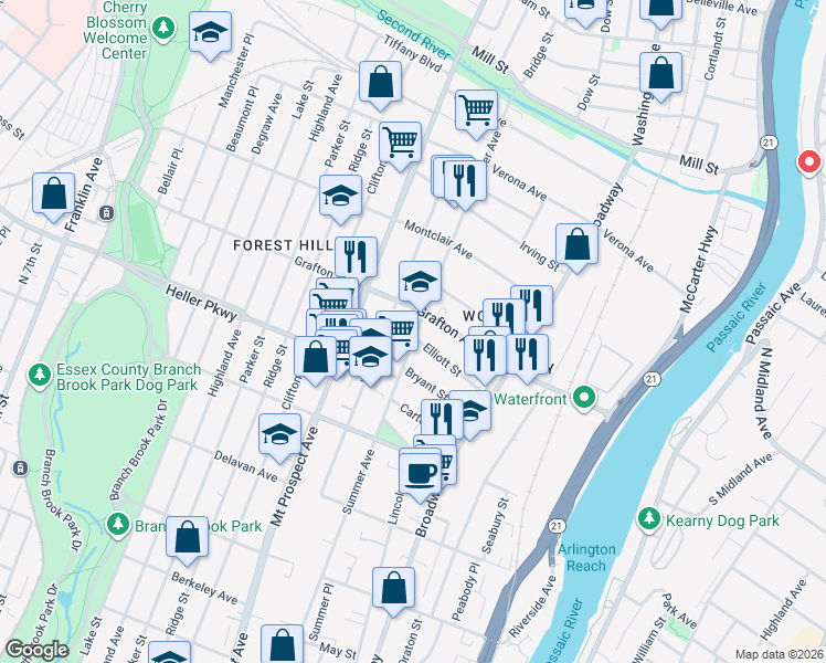 map of restaurants, bars, coffee shops, grocery stores, and more near 706 Summer Avenue in Newark