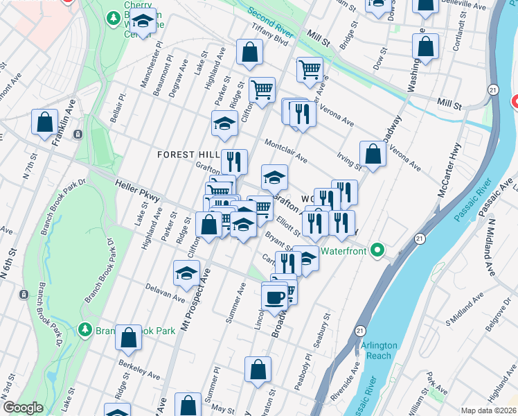 map of restaurants, bars, coffee shops, grocery stores, and more near 706 Summer Avenue in Newark
