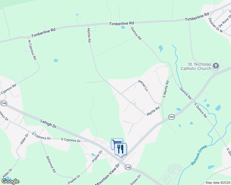 map of restaurants, bars, coffee shops, grocery stores, and more near 1131 Myrtle Road in Walnutport