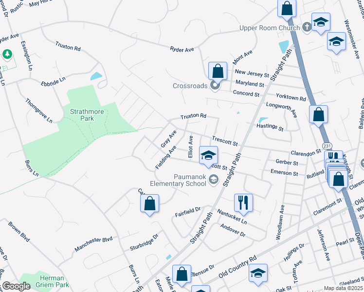 map of restaurants, bars, coffee shops, grocery stores, and more near 8 Talman Place in Dix Hills