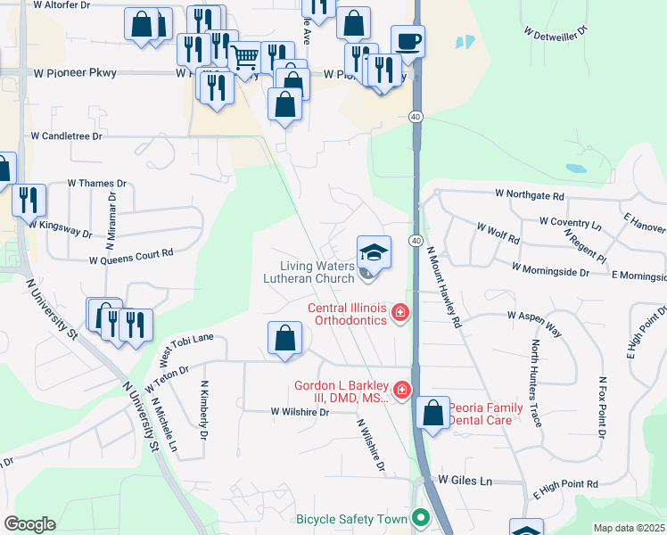 map of restaurants, bars, coffee shops, grocery stores, and more near 7210 North Manning Drive in Peoria
