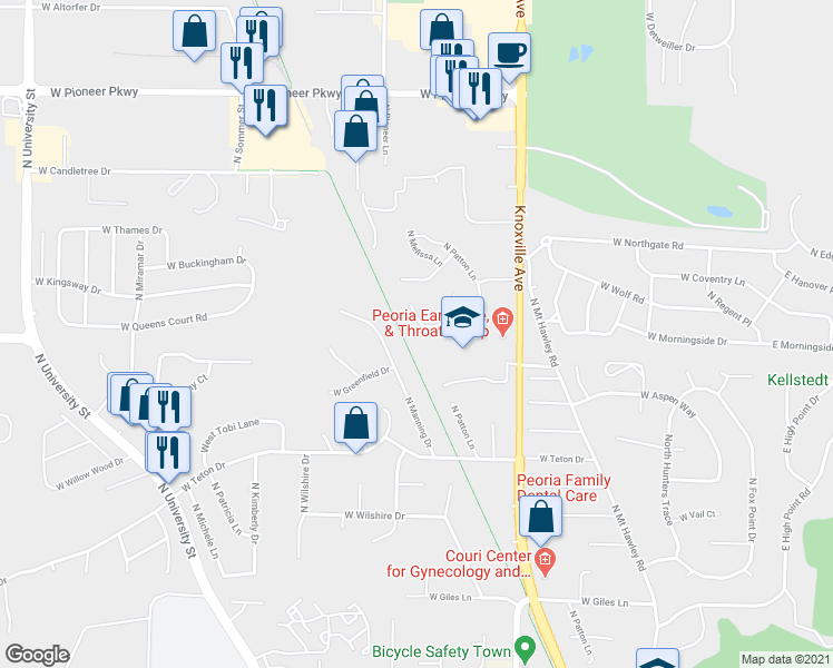 map of restaurants, bars, coffee shops, grocery stores, and more near 916 West Loire Court in Peoria