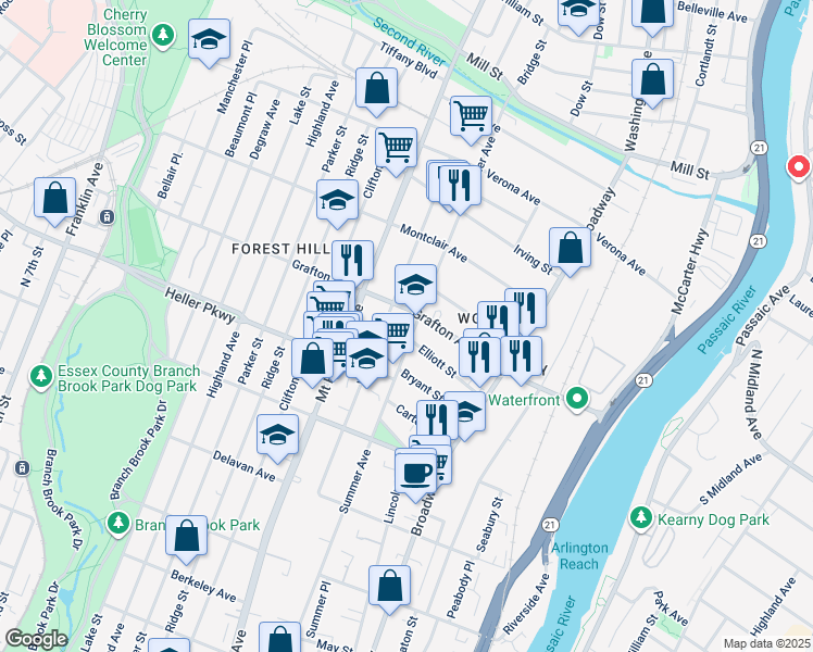 map of restaurants, bars, coffee shops, grocery stores, and more near 706 Summer Avenue in Newark