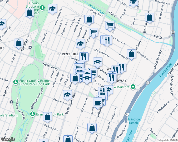 map of restaurants, bars, coffee shops, grocery stores, and more near in Newark