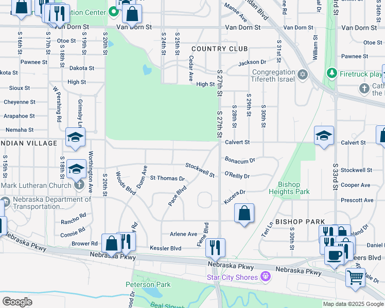 map of restaurants, bars, coffee shops, grocery stores, and more near 2520 Stockwell Street in Lincoln