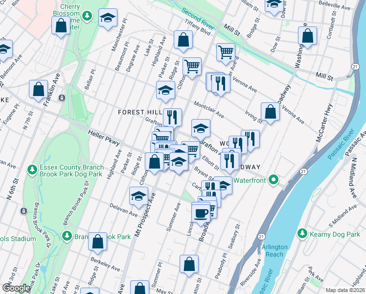 map of restaurants, bars, coffee shops, grocery stores, and more near in Newark