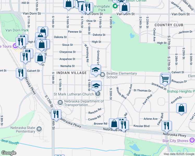 map of restaurants, bars, coffee shops, grocery stores, and more near 15 Bancroft Avenue in Lincoln