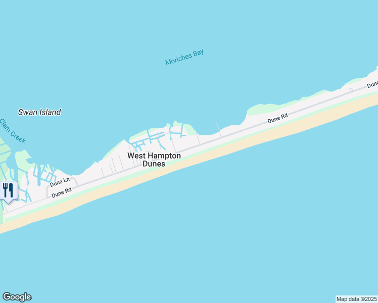 map of restaurants, bars, coffee shops, grocery stores, and more near 803 Dune Road in Westhampton Beach