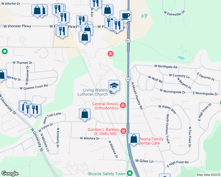map of restaurants, bars, coffee shops, grocery stores, and more near 906 West Loire Court in Peoria