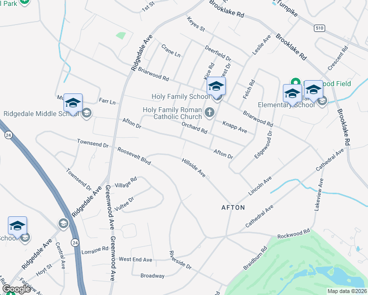 map of restaurants, bars, coffee shops, grocery stores, and more near 43 Hillside Avenue in Florham Park
