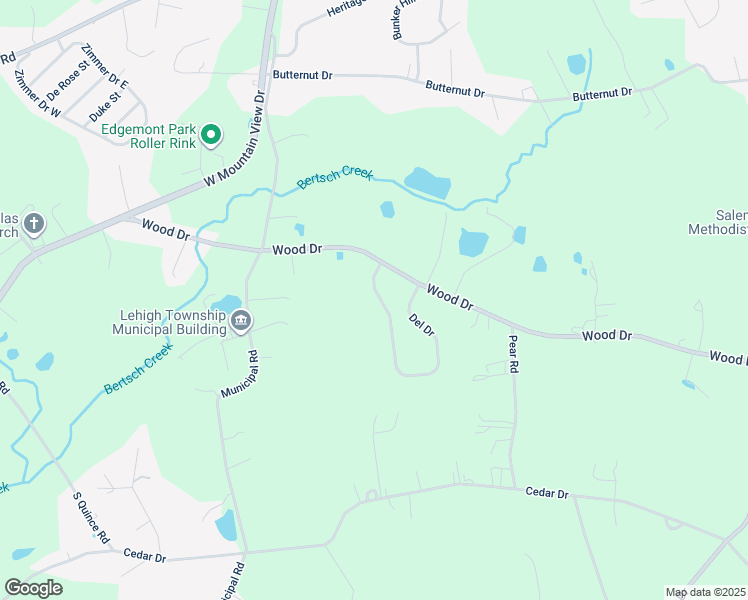 map of restaurants, bars, coffee shops, grocery stores, and more near 1048 Del Drive in Walnutport