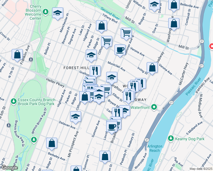 map of restaurants, bars, coffee shops, grocery stores, and more near 706 Summer Avenue in Newark