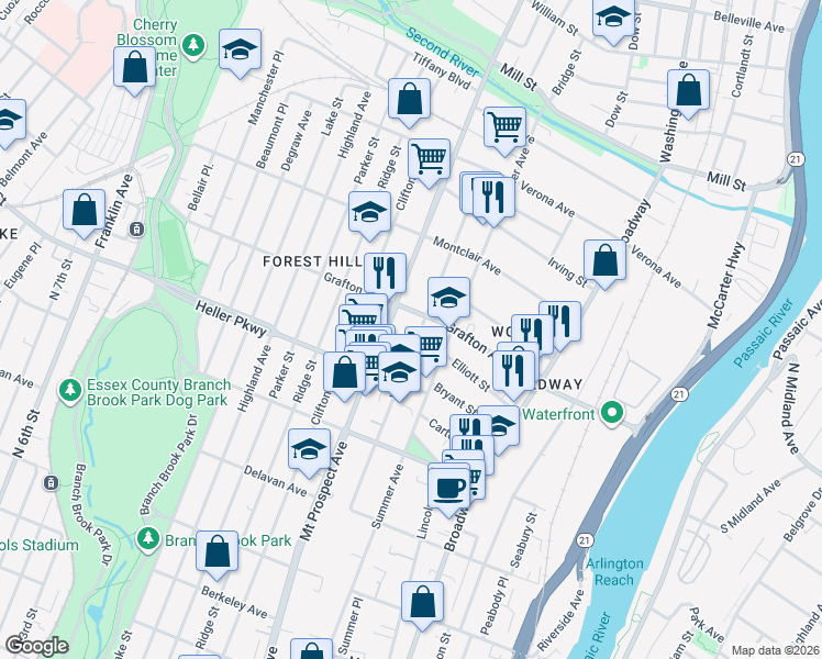 map of restaurants, bars, coffee shops, grocery stores, and more near in Newark