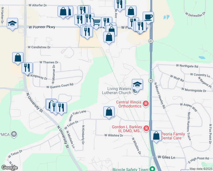 map of restaurants, bars, coffee shops, grocery stores, and more near 7221 North Manning Drive in Peoria