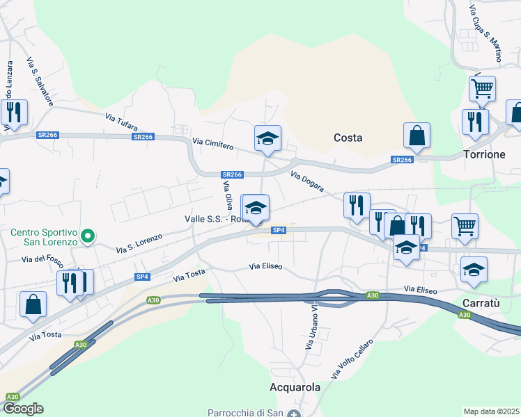 map of restaurants, bars, coffee shops, grocery stores, and more near 332 Via Carmine Amato in Piazza del Galdo-sant'angelo