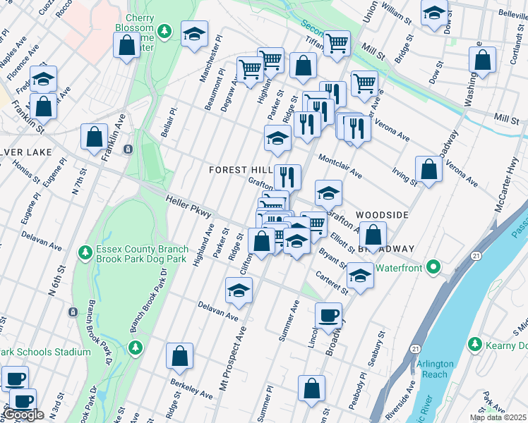 map of restaurants, bars, coffee shops, grocery stores, and more near 789 Clifton Avenue in Newark