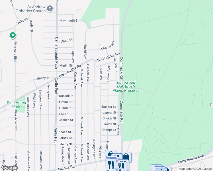 map of restaurants, bars, coffee shops, grocery stores, and more near 181 Homer Avenue in Deer Park