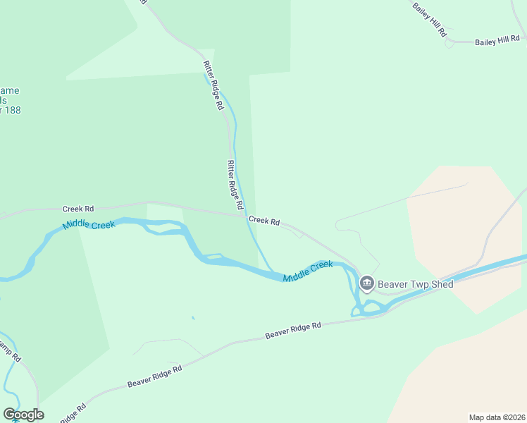 map of restaurants, bars, coffee shops, grocery stores, and more near 2968 Creek Road in Beavertown