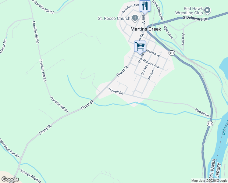 map of restaurants, bars, coffee shops, grocery stores, and more near 1740 Howell Road in Easton