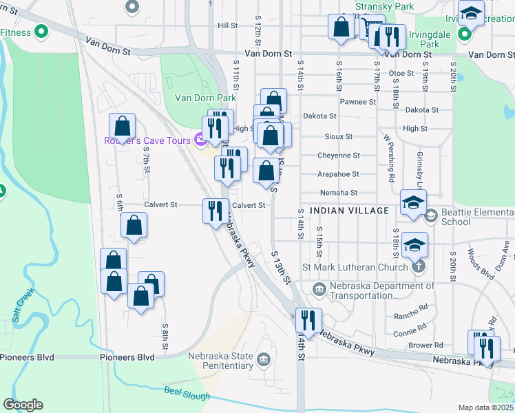 map of restaurants, bars, coffee shops, grocery stores, and more near in Lincoln