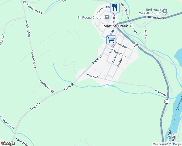 map of restaurants, bars, coffee shops, grocery stores, and more near 1740 Howell Road in Easton