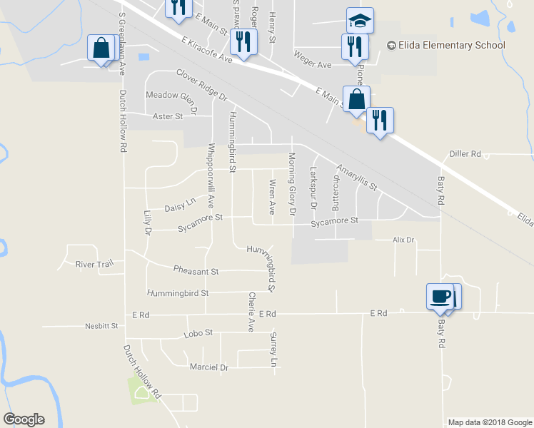 map of restaurants, bars, coffee shops, grocery stores, and more near 2811 Wren Avenue in Lima