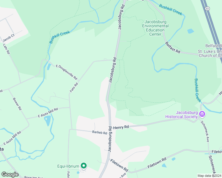 map of restaurants, bars, coffee shops, grocery stores, and more near 656 Jacobsburg Road in Nazareth