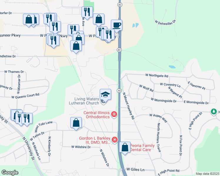 map of restaurants, bars, coffee shops, grocery stores, and more near 7416 North Patton Lane in Peoria