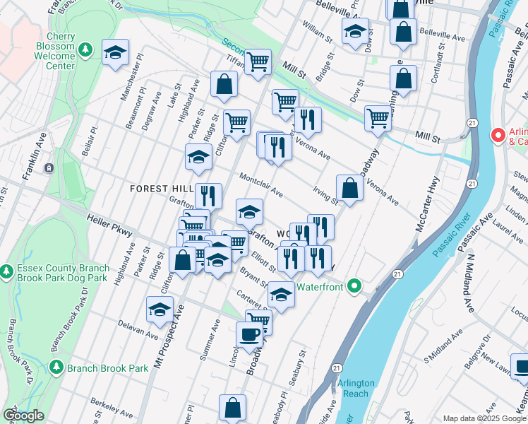 map of restaurants, bars, coffee shops, grocery stores, and more near 753 Summer Avenue in Newark