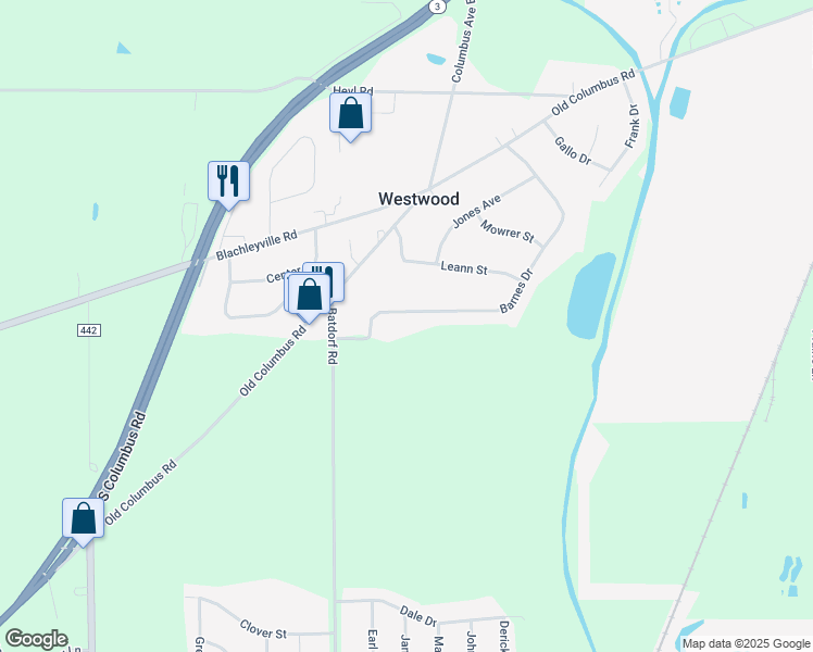 map of restaurants, bars, coffee shops, grocery stores, and more near 1944 Barnes Drive in Wooster