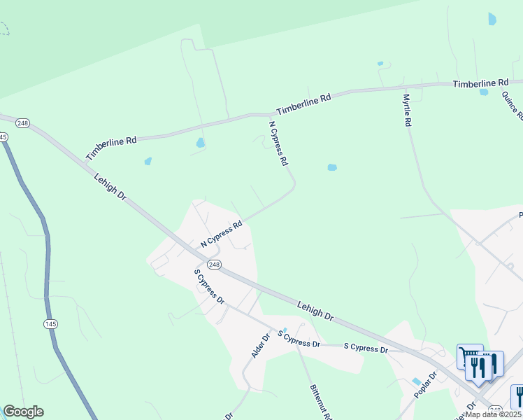 map of restaurants, bars, coffee shops, grocery stores, and more near 4775 North Cypress Road in Walnutport