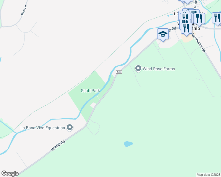 map of restaurants, bars, coffee shops, grocery stores, and more near in Washington Township