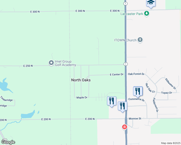 map of restaurants, bars, coffee shops, grocery stores, and more near 2501-2763 East Center Drive in Bluffton
