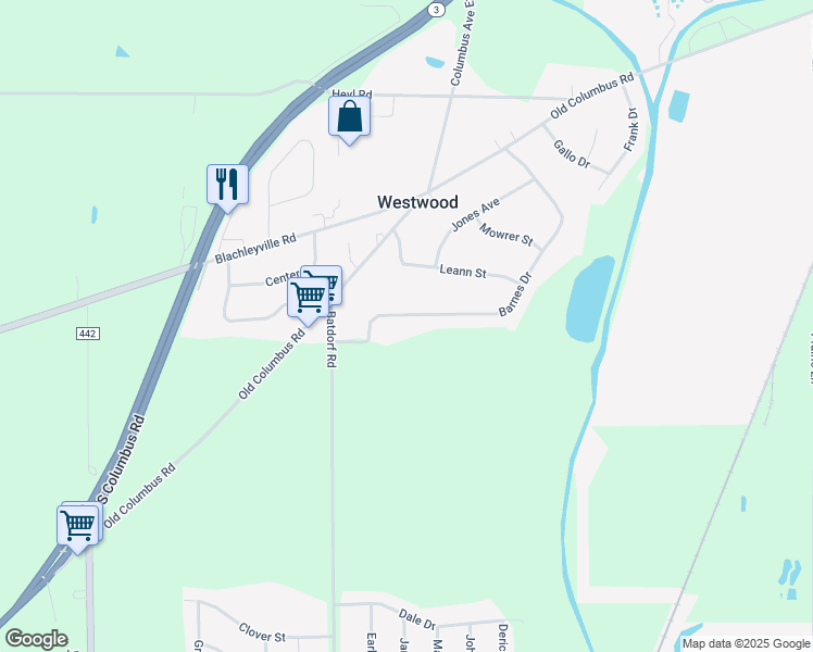 map of restaurants, bars, coffee shops, grocery stores, and more near 1944 Barnes Drive in Wooster