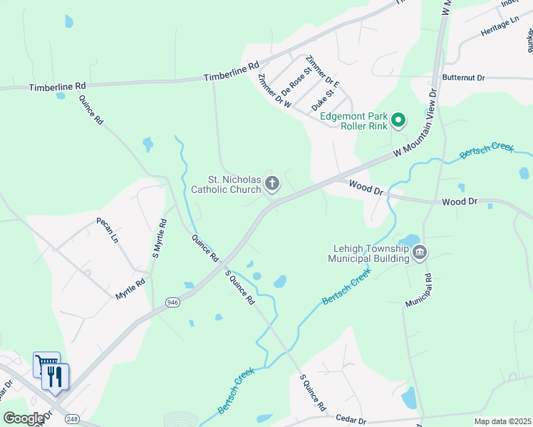 map of restaurants, bars, coffee shops, grocery stores, and more near 4423 West Mountain View Drive in Walnutport