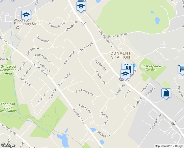 map of restaurants, bars, coffee shops, grocery stores, and more near 1 West Drive in Morristown