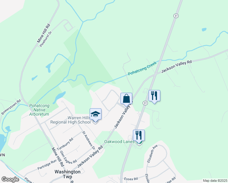 map of restaurants, bars, coffee shops, grocery stores, and more near 8 Pohatcong Terrace in Washington