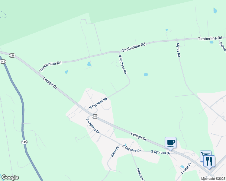 map of restaurants, bars, coffee shops, grocery stores, and more near 4775 North Cypress Road in Walnutport