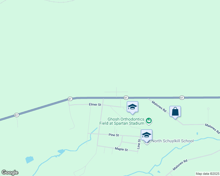 map of restaurants, bars, coffee shops, grocery stores, and more near 127 Laurel Street in Ashland