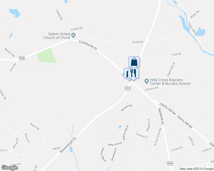 map of restaurants, bars, coffee shops, grocery stores, and more near 2169 Community Drive in Bath