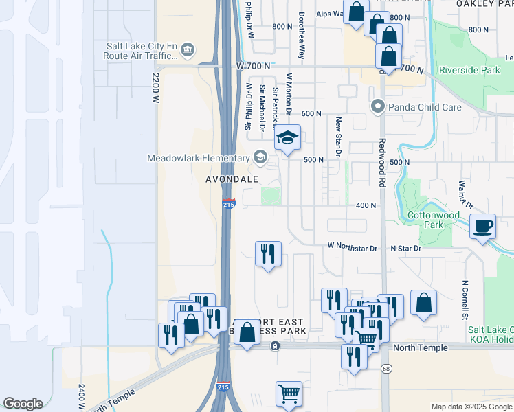 map of restaurants, bars, coffee shops, grocery stores, and more near 1991 West 400 North in Salt Lake City