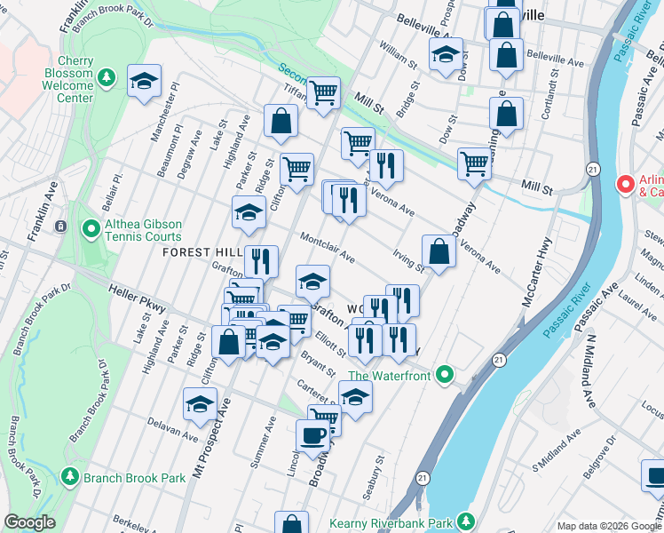 map of restaurants, bars, coffee shops, grocery stores, and more near 753 Summer Avenue in Newark
