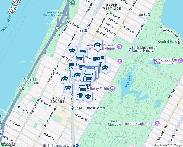 map of restaurants, bars, coffee shops, grocery stores, and more near in New York