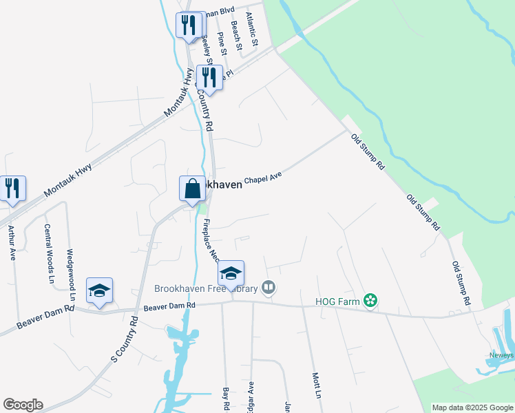 map of restaurants, bars, coffee shops, grocery stores, and more near 14 Brook Nursery Drive in Brookhaven