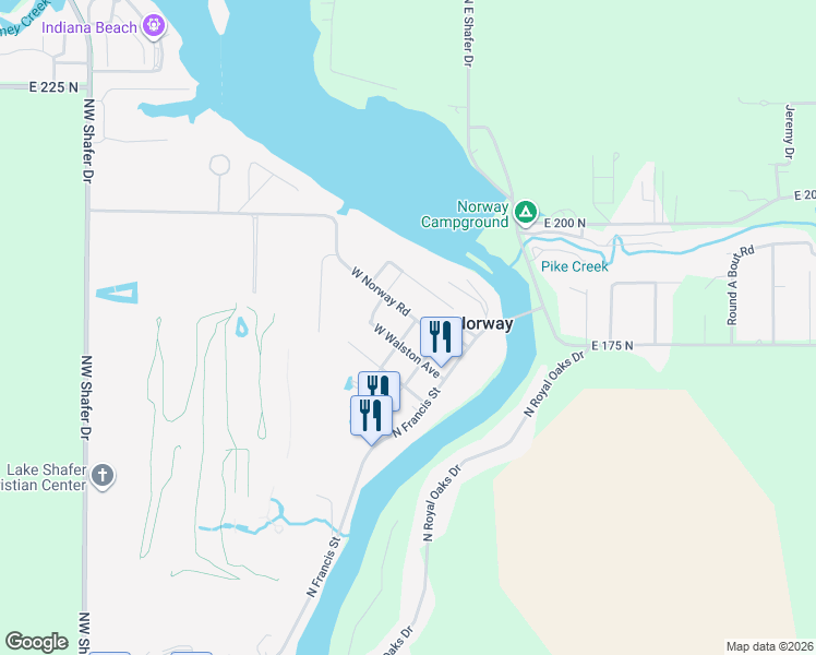 map of restaurants, bars, coffee shops, grocery stores, and more near 301 West Norway Road in Monticello