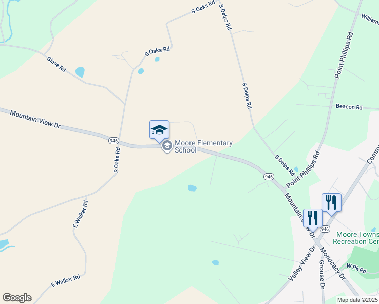 map of restaurants, bars, coffee shops, grocery stores, and more near 2807 Mountain View Drive in Bath