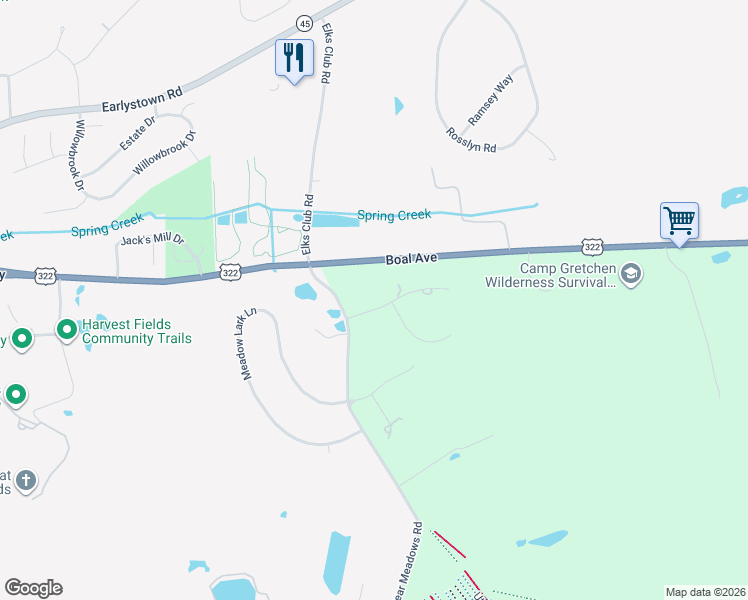 map of restaurants, bars, coffee shops, grocery stores, and more near General Potter Hwy in Boalsburg