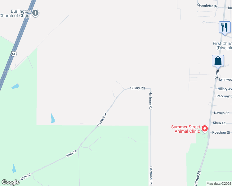 map of restaurants, bars, coffee shops, grocery stores, and more near 1-99 Valley View Drive in Burlington